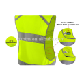 100% Breathable Mesh Polyester Neon Green Sport Safety Vests Waistcoat with Front Pocket and Reflective Tapes